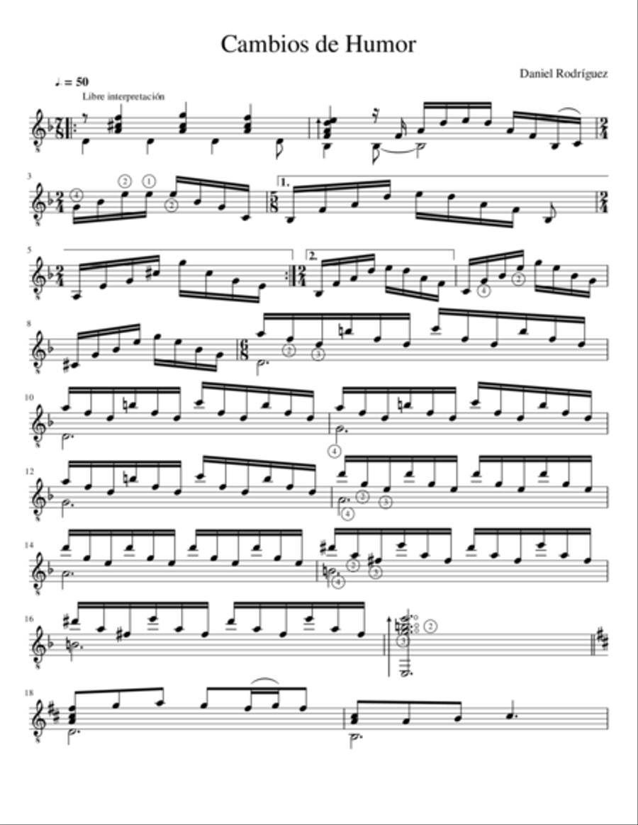 Cambios de Humor Guitar Solo scores gallery preview page 1