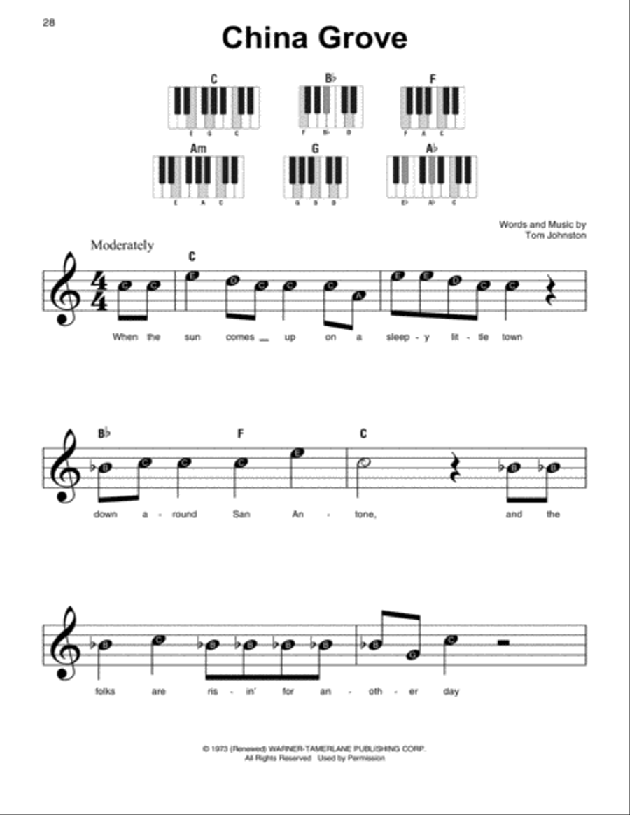 China Grove Easy Piano scores gallery preview page 1
