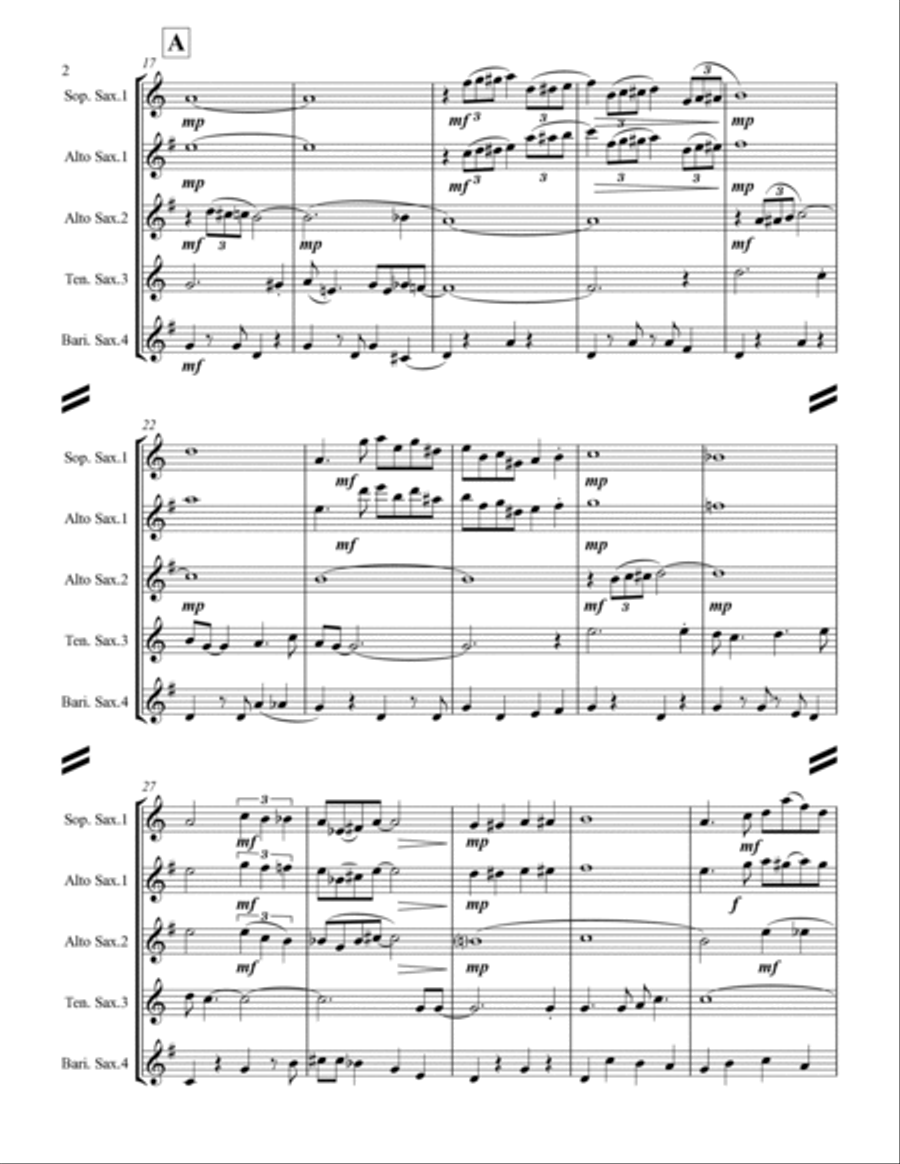A Closer Walk With Thee (for Saxophone Quartet SATB or AATB) Saxophone Quartet scores gallery preview page 3