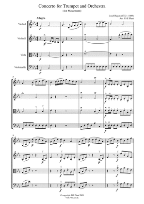 Haydn: Trumpet Concert in Eb Major (Mov 1) for String Quartet - Score and Parts