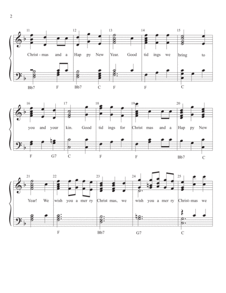 We Wish you a Merry Christmas- handbell arrangement for Level 2 (easy) for 2 or 3 octave handbells a