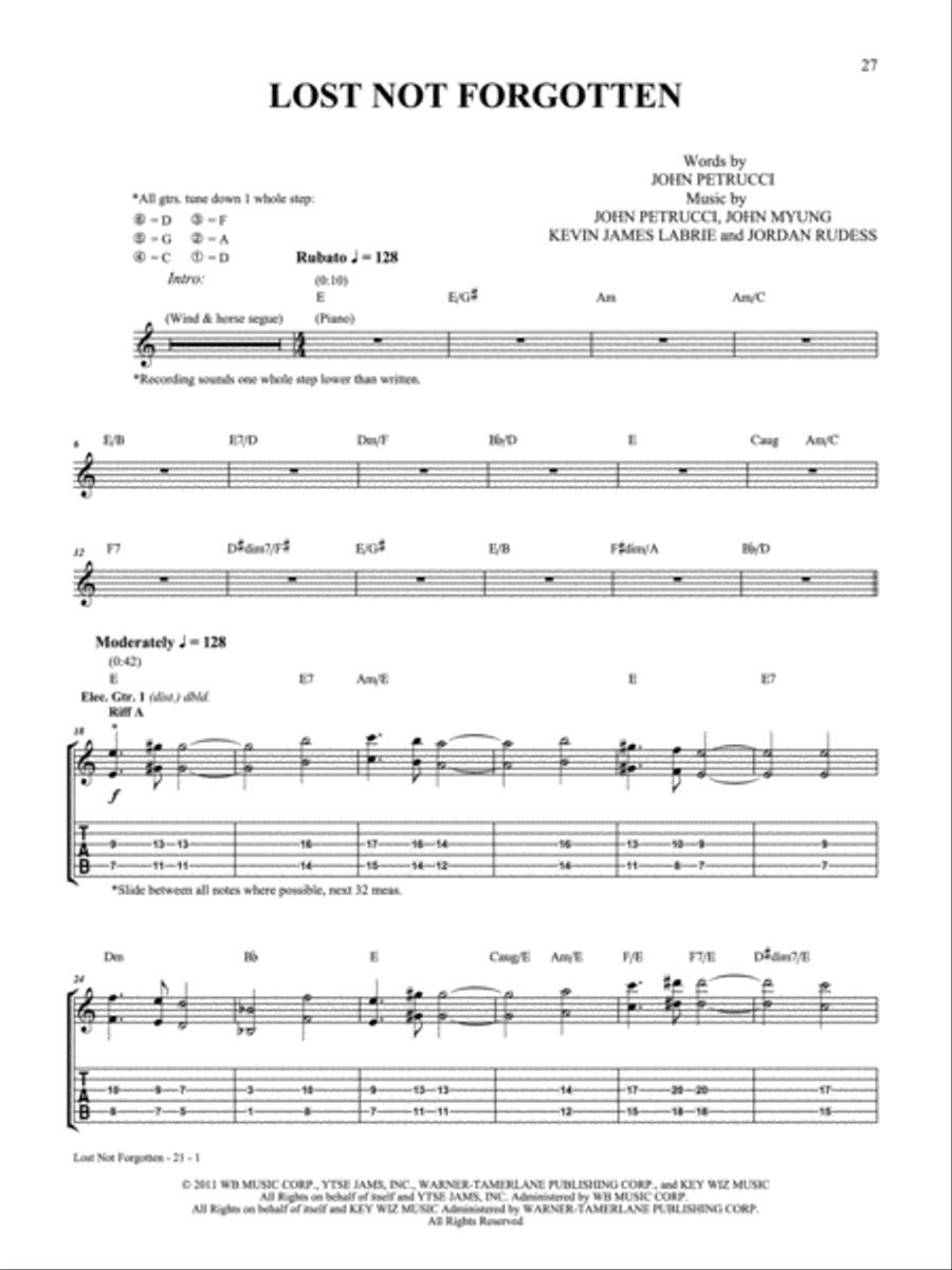 Lost Not Forgotten Guitar Tablature scores gallery preview page 1