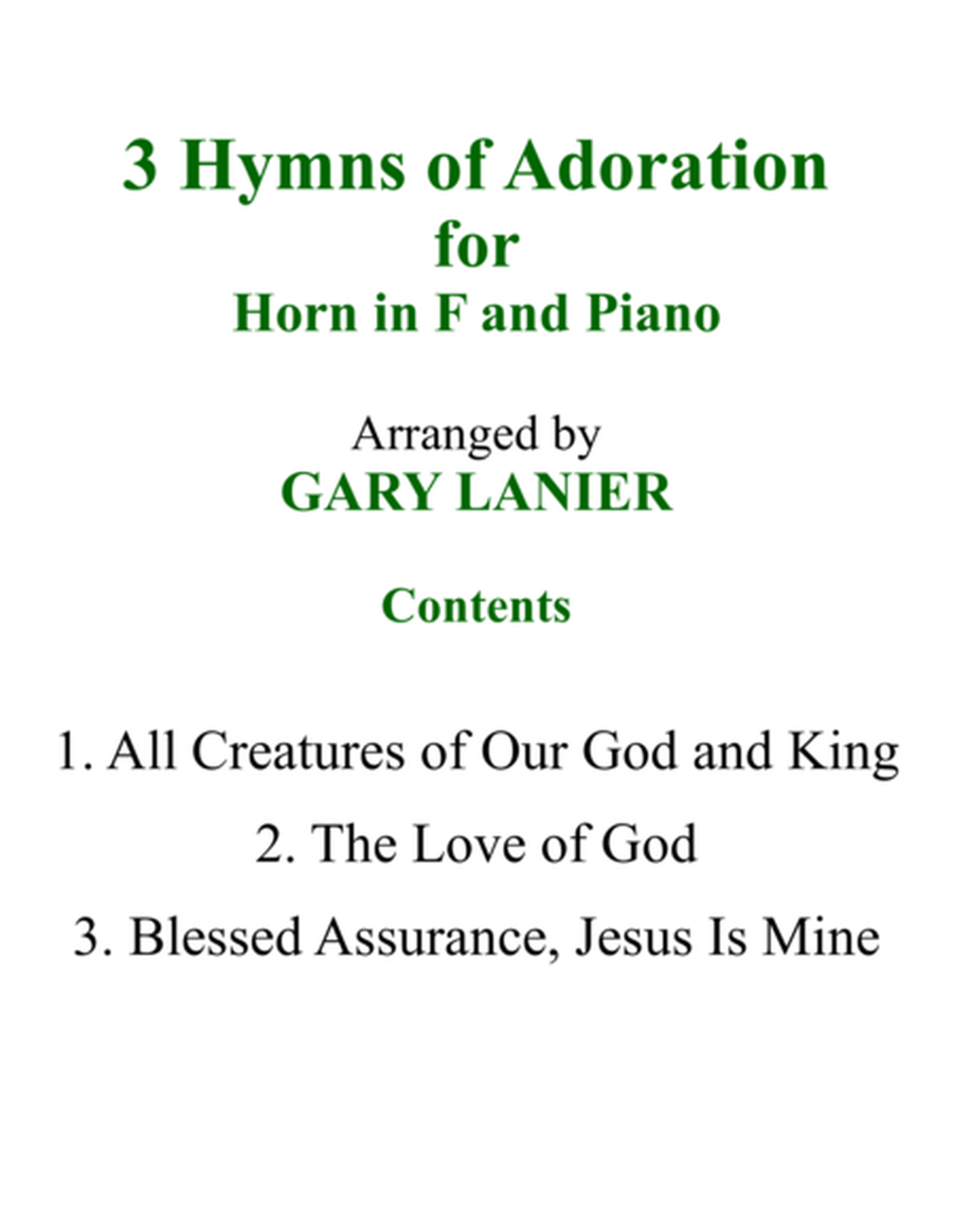 Gary Lanier: 3 HYMNS of ADORATION (Duets for Horn in F & Piano) image number null