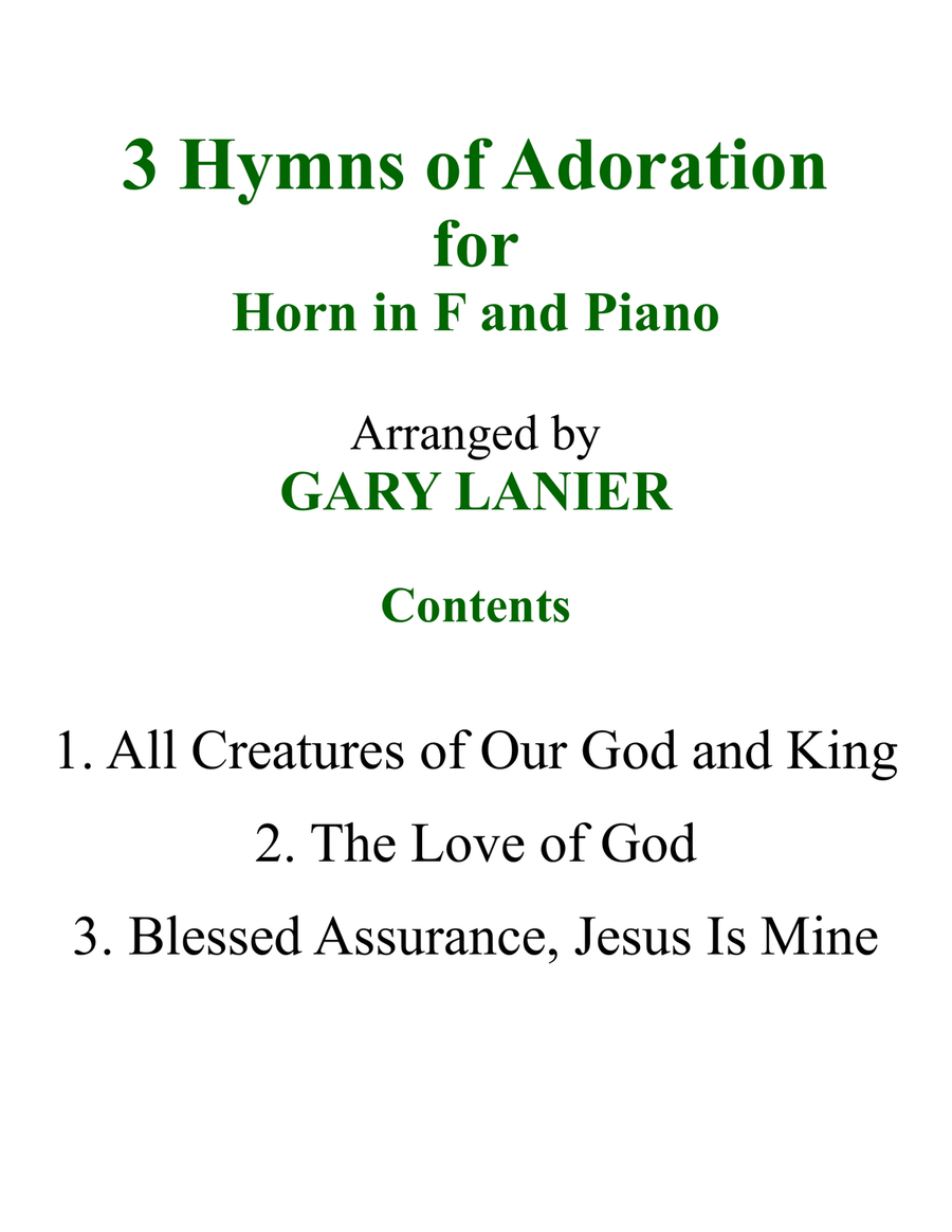Gary Lanier: 3 HYMNS of ADORATION (Duets for Horn in F & Piano) Brass Duet scores gallery preview page 2