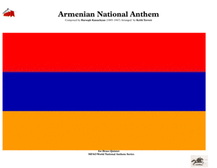 Book cover for Armenian National Anthem "Mer Hayrenik" for Brass Quintet & Percussion MFAO World National Anthem Se