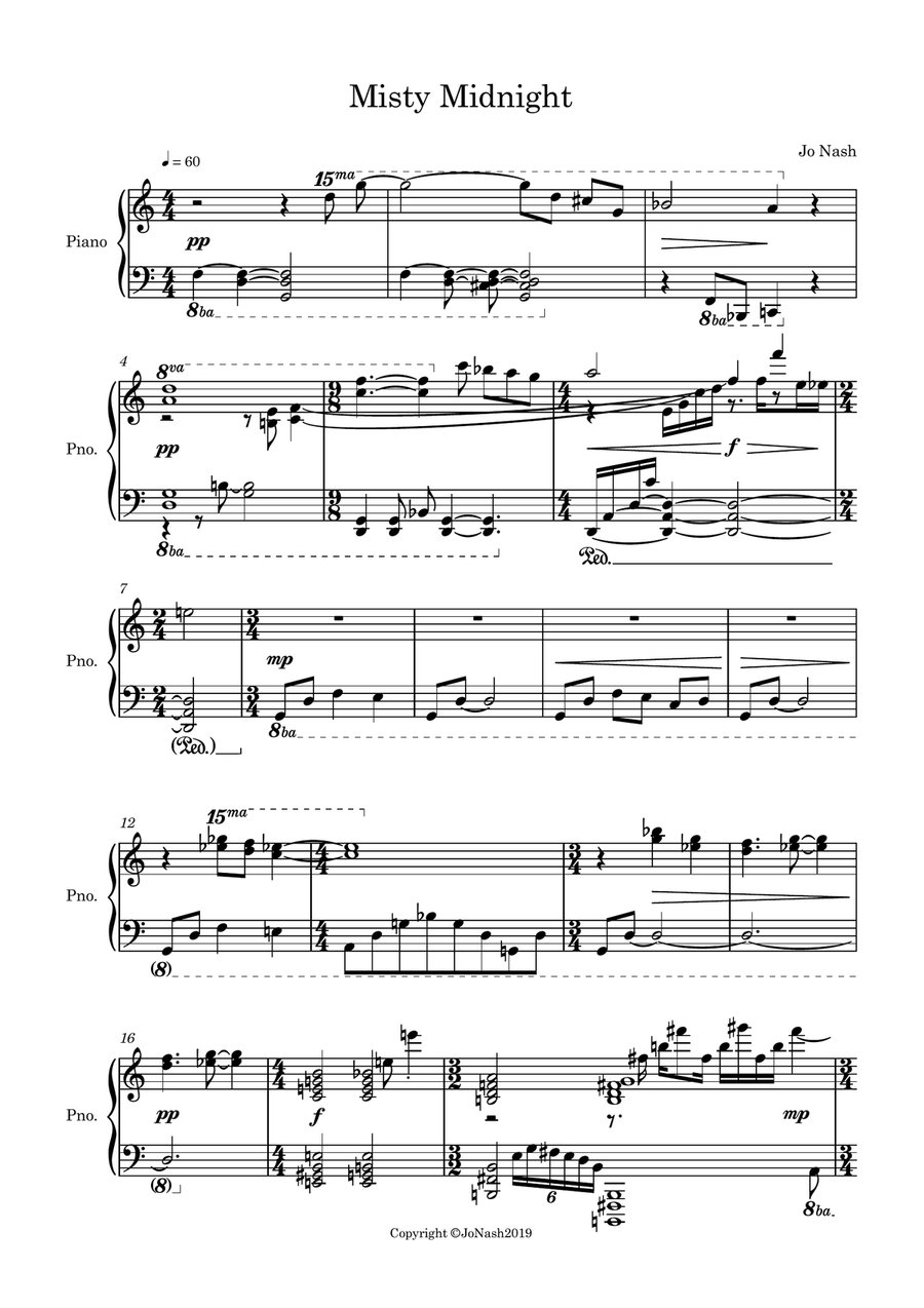 Misty Midnight Piano Solo scores gallery preview page 1