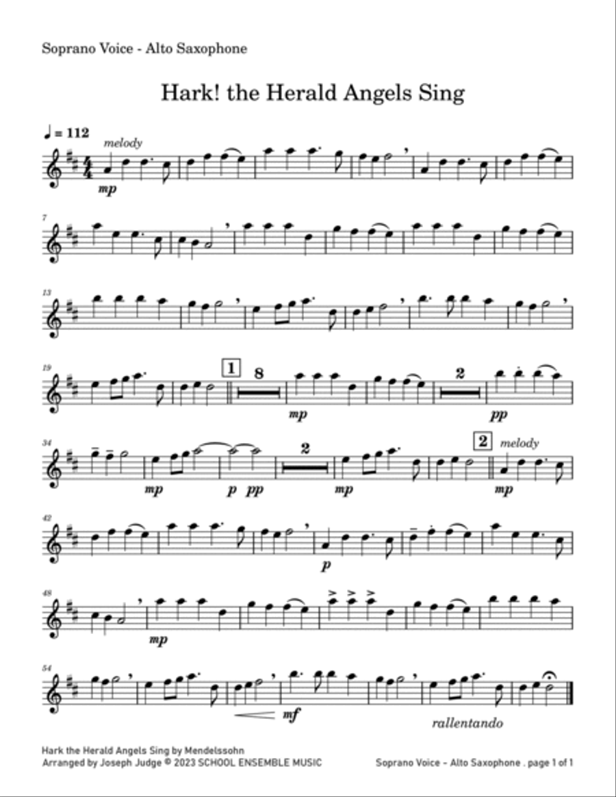 Hark The Herald Angels Sing for Saxophone Quartet in Schools Saxophone Quartet scores gallery preview page 5
