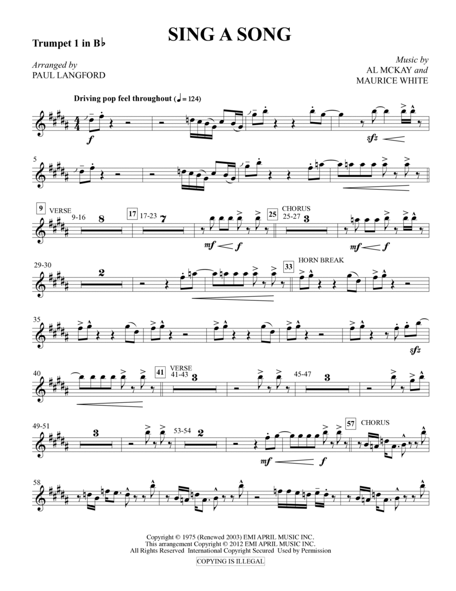 Sing A Song - Trumpet 1 Choir scores gallery preview page 1