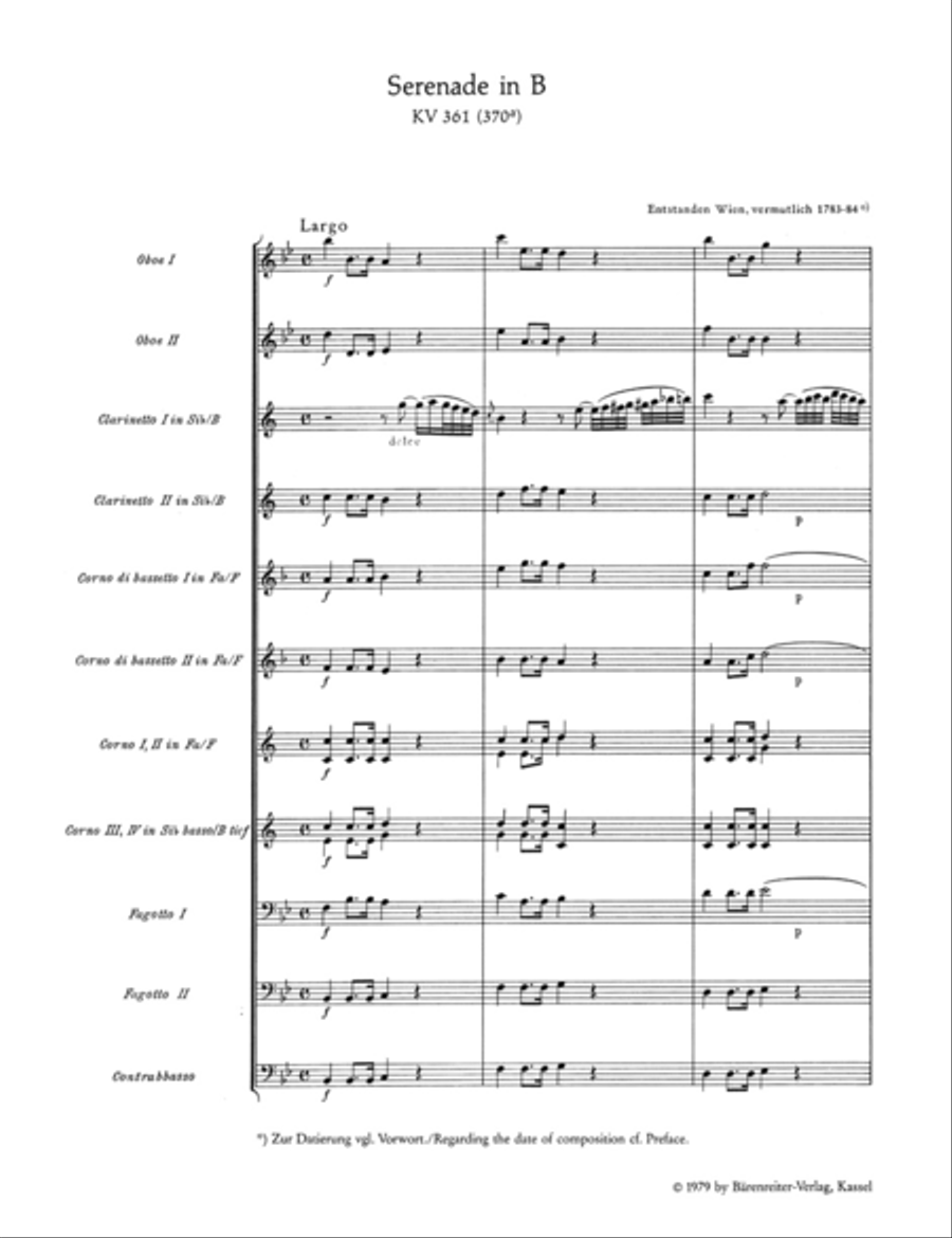 Serenade In Bb Major, K. 361 Orchestra scores gallery preview page 2