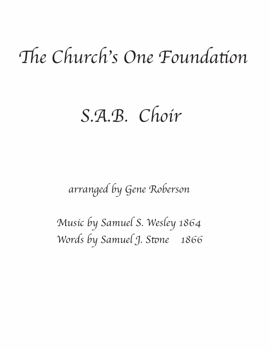 The Church's One Foundation SAB Choir (SSA) SSA scores gallery preview page 1