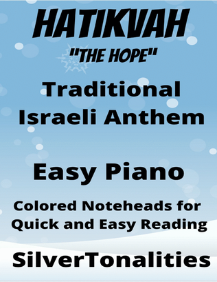 Hatikvah Easy Piano Sheet Music with Colored Notation