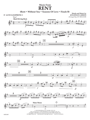 Music from Rent (arr. Jay Bocook) - Eb Alto Saxophone 2