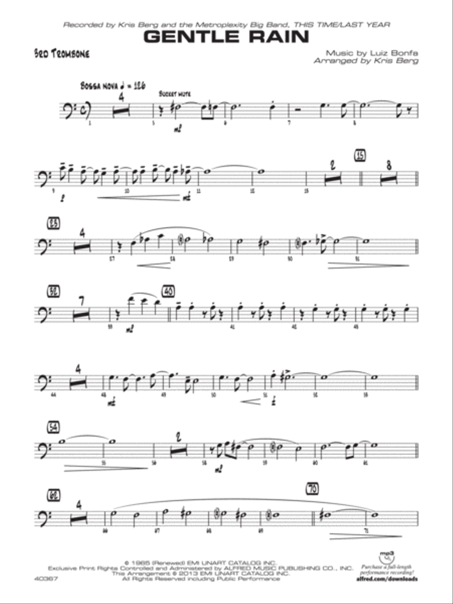 Gentle Rain: 3rd Trombone Jazz Ensemble scores gallery preview page 1