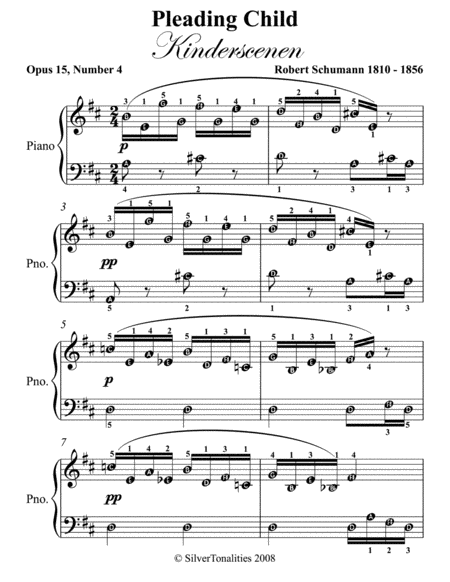 Pleading Child Kinderscenen Op 15 No 4 Easy Piano Sheet Music