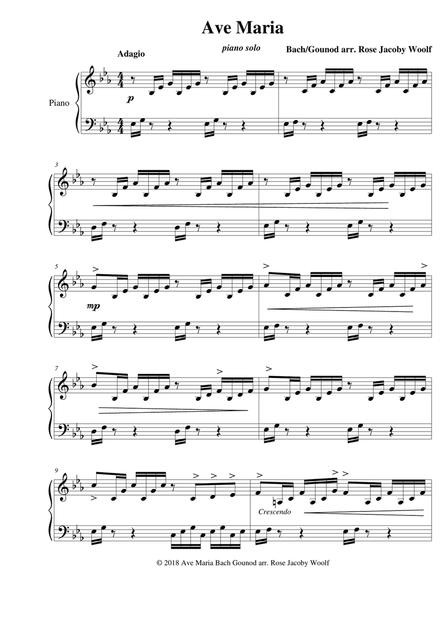 Ave Maria (Bach/Gounod) - piano solo Piano Solo scores gallery preview page 1