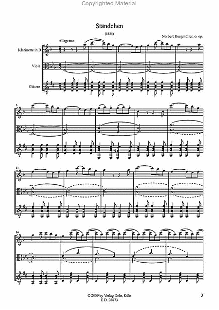Ständchen für Klarinette, Viola und Gitarre Es-Dur (1825) Clarinet scores gallery preview page 2