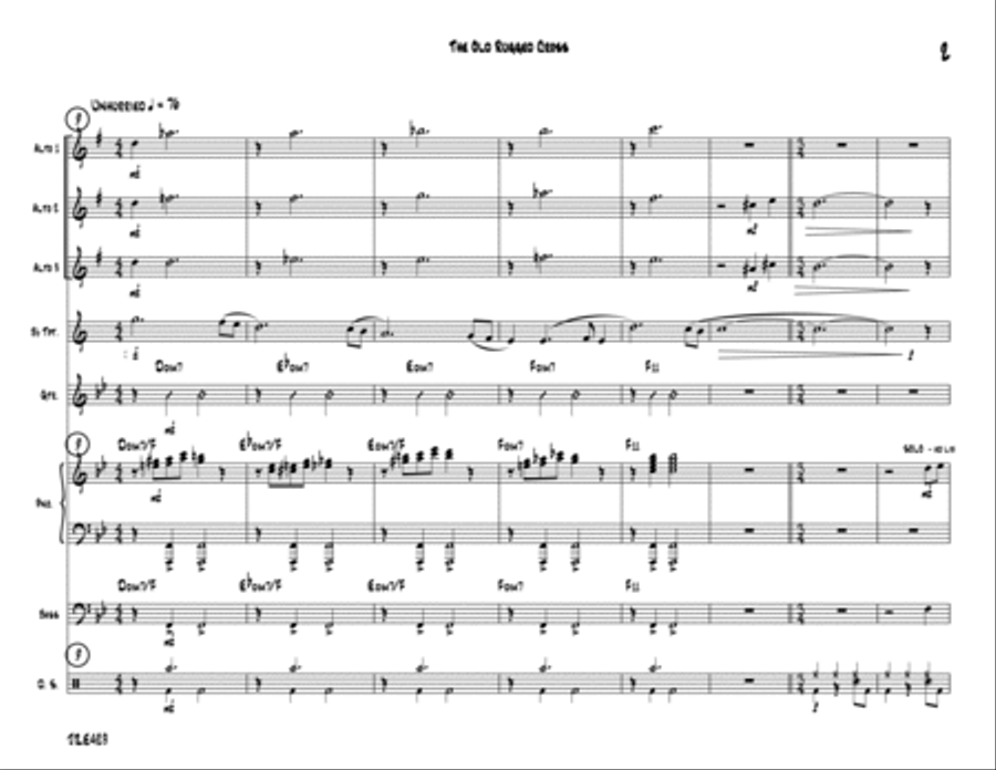 THE OLD RUGGED CROSS - Jazz Ensemble (AAA Saxes, Trumpet & Rhythm) - Grade 3 Jazz Ensemble scores gallery preview page 2