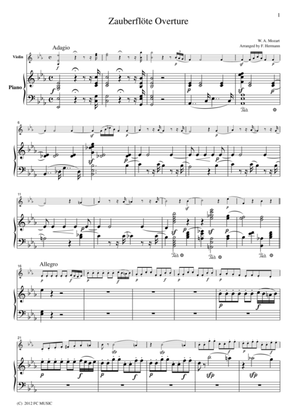 Book cover for Mozart Zauberflote Overture, for Violin & Piano, VM006