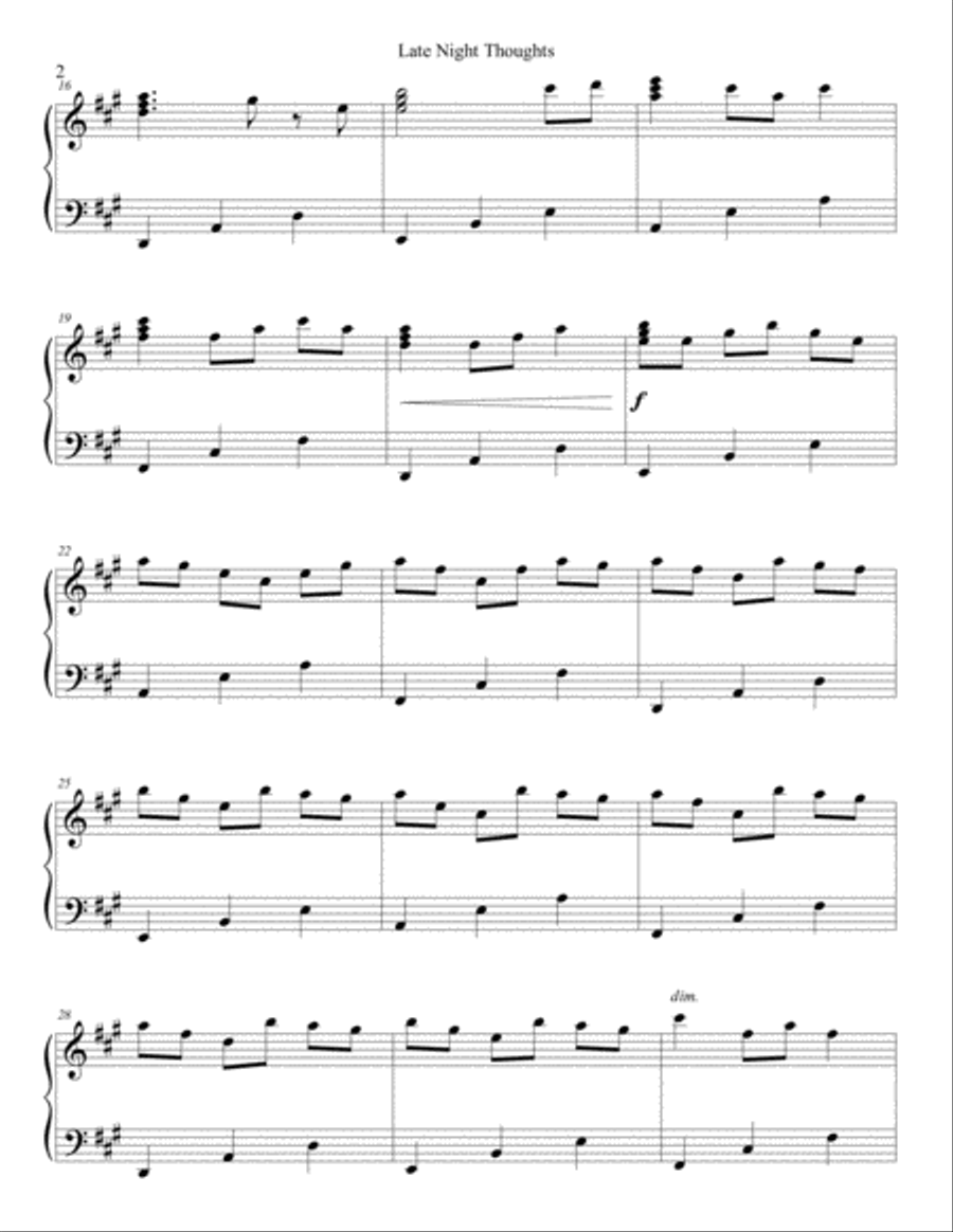 Late Night Thoughts Piano Solo scores gallery preview page 2