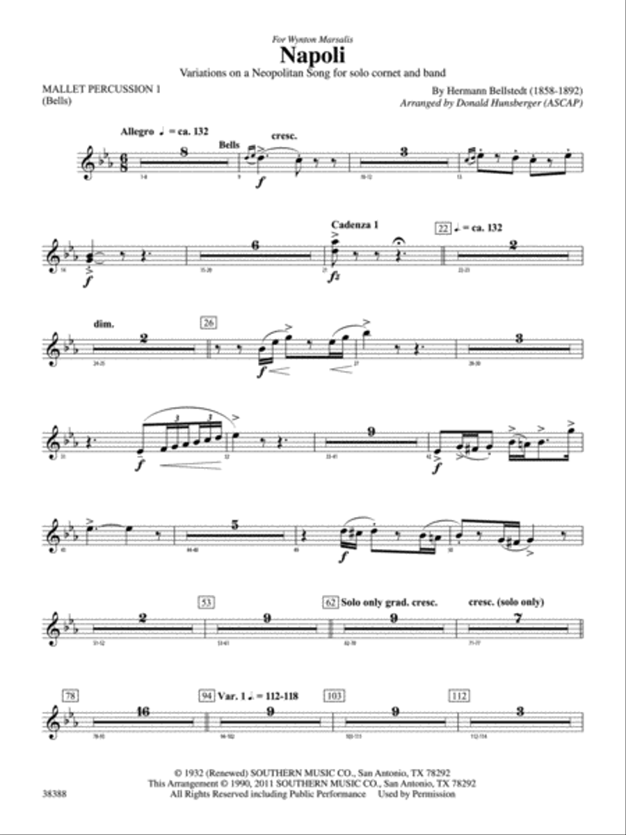 Napoli: Mallets Concert Band scores gallery preview page 1