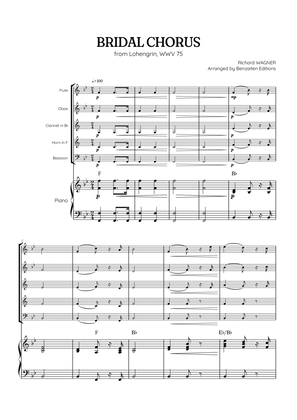 Wagner • Here Comes the Bride (Bridal Chorus) | woodwind quintet & piano accompaniment w/ chords