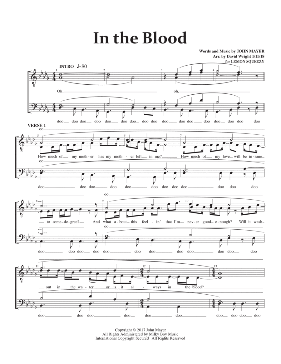 In The Blood A Cappella scores gallery preview page 1