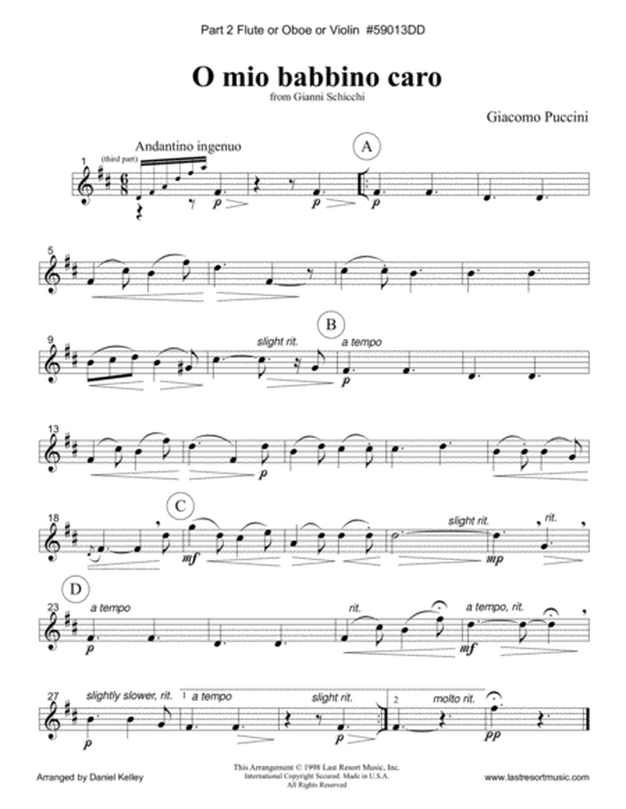 O Mio Babbino from Gianni Schicchi for String Trio (or Wind Trio) with Optional Piano