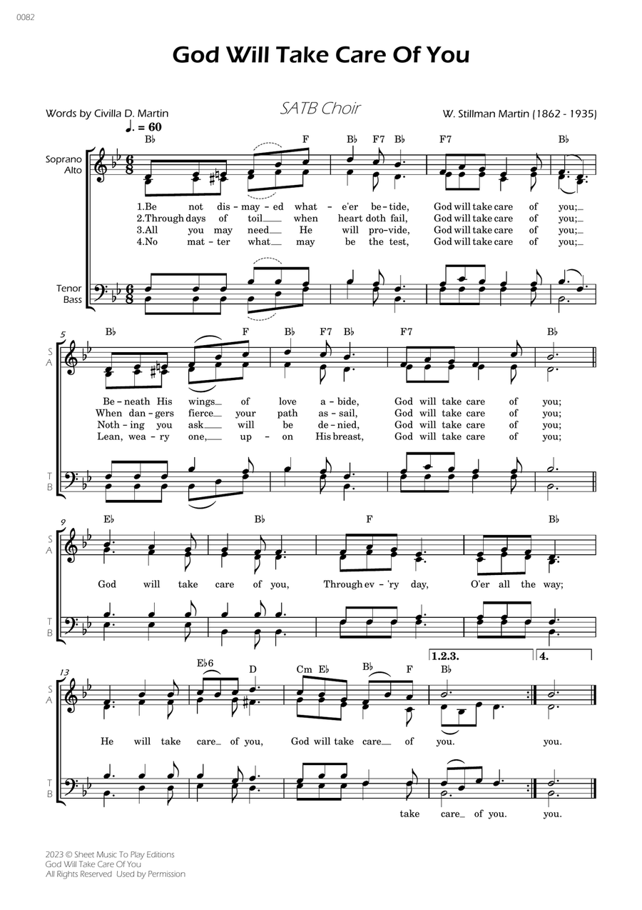 God Will Take Care Of You - SATB Choir - W/Chords 4-Part scores gallery preview page 1