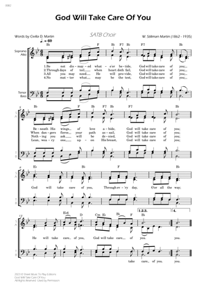 God Will Take Care Of You - SATB Choir - W/Chords