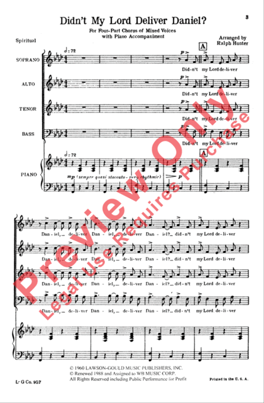 Didn't My Lord Deliver Daniel? 4-Part scores gallery preview page 2