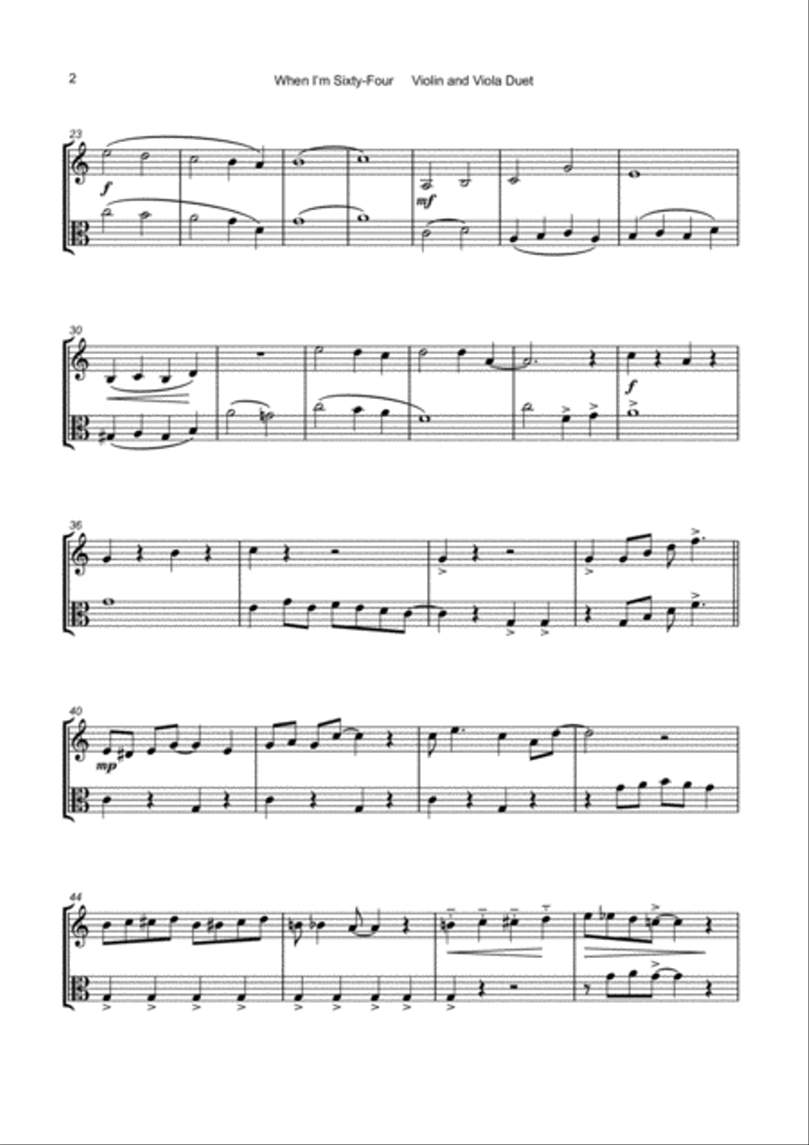 When I'm Sixty-four String Duet scores gallery preview page 3