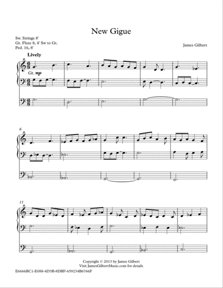New Gigue Organ Solo scores gallery preview page 2