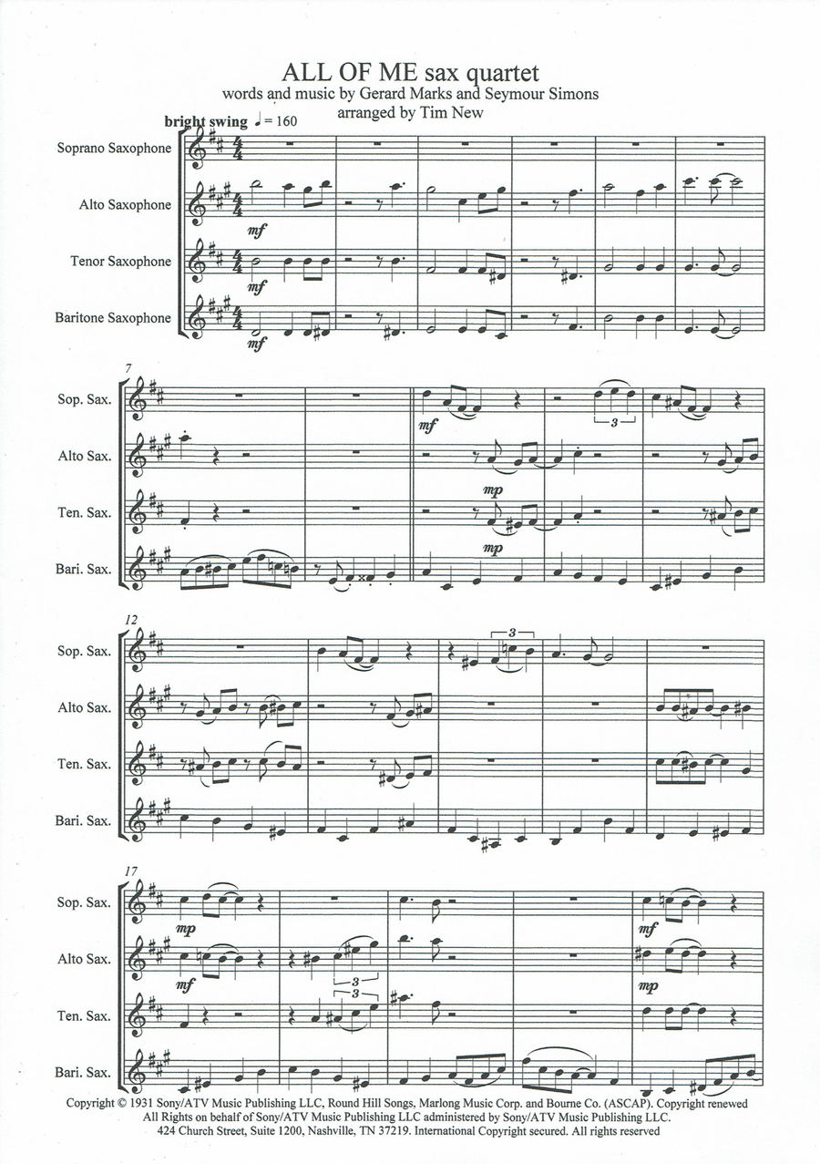 All Of Me Woodwind Quartet scores gallery preview page 1