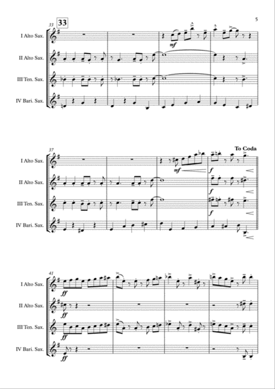 It Don't Mean A Thing (If It Ain't Got That Swing) Saxophone Quartet scores gallery preview page 6
