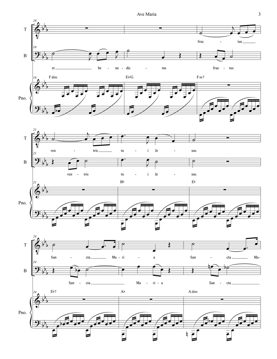 Ave Maria (Duet for Tenor and Bass Solo - Medium/Low Key) Ave Maria (Duet for Tenor and Bass Solo - Medium/Low Key) Tenor Voice scores gallery preview page 3