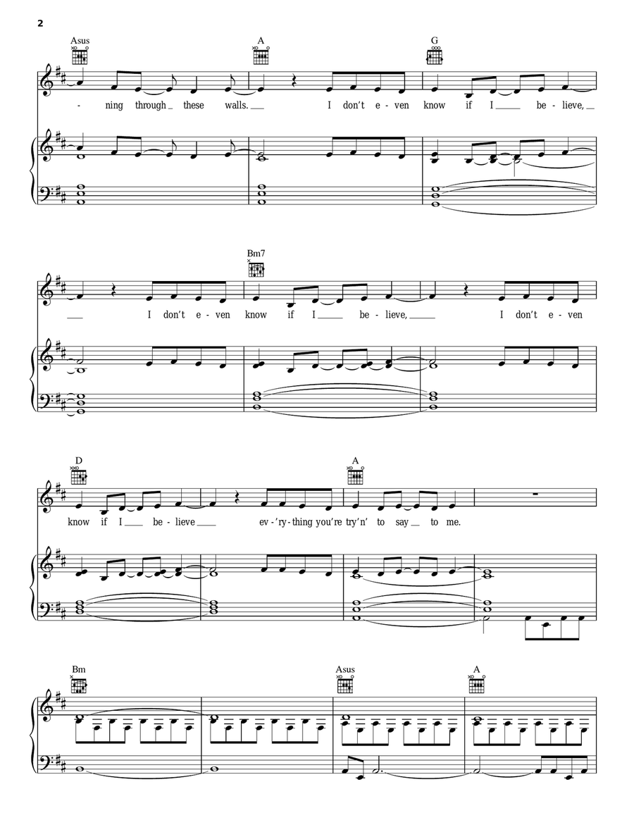 Believe Piano, Vocal, Guitar scores gallery preview page 2