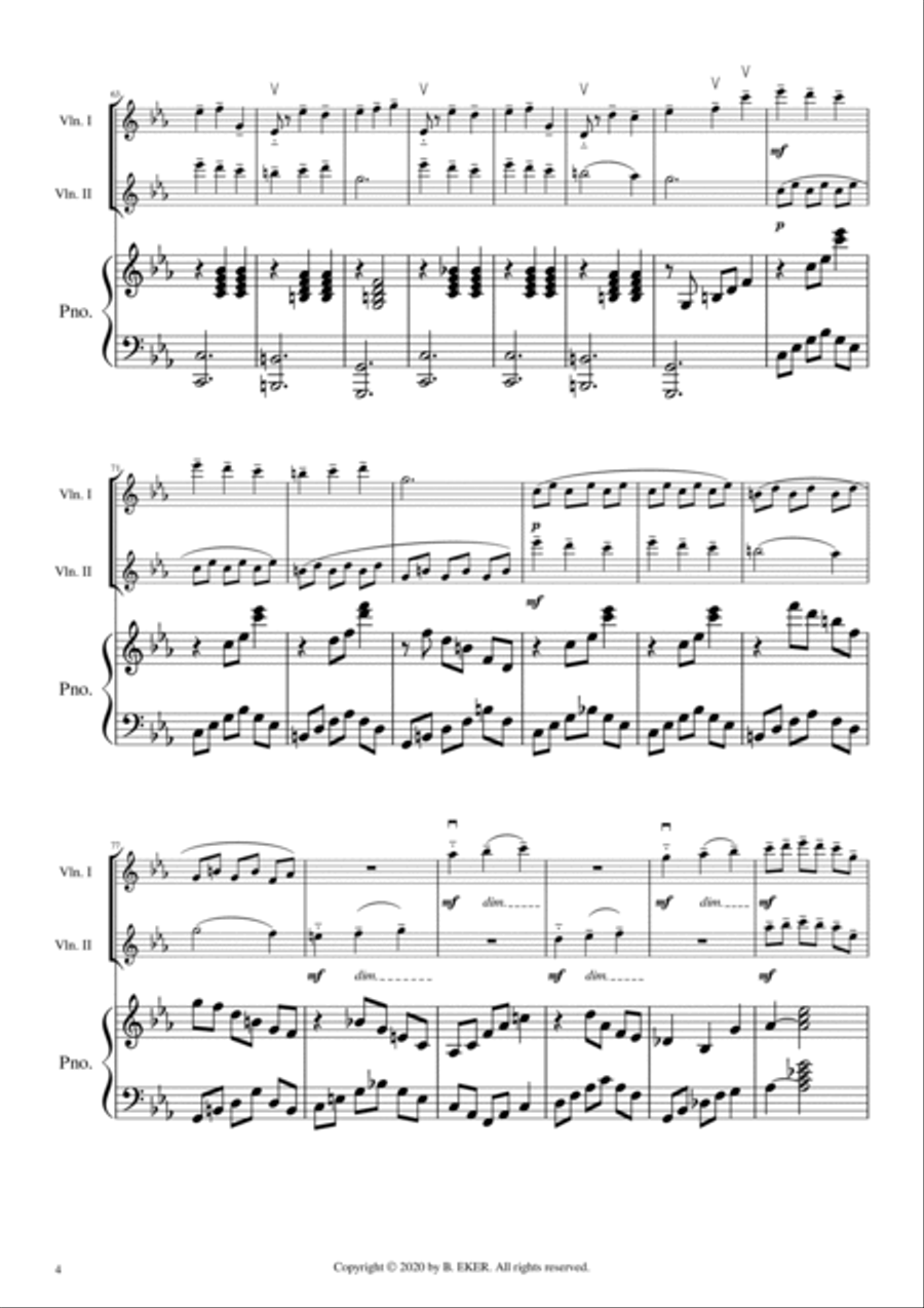 Sounds and Voices for two Violins and Piano Small Ensemble scores gallery preview page 5