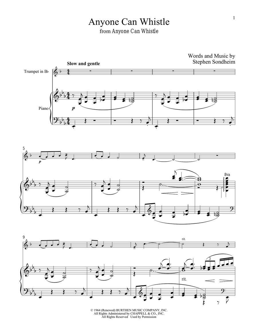 Anyone Can Whistle (from Anyone Can Whistle) Trumpet Solo scores gallery preview page 1