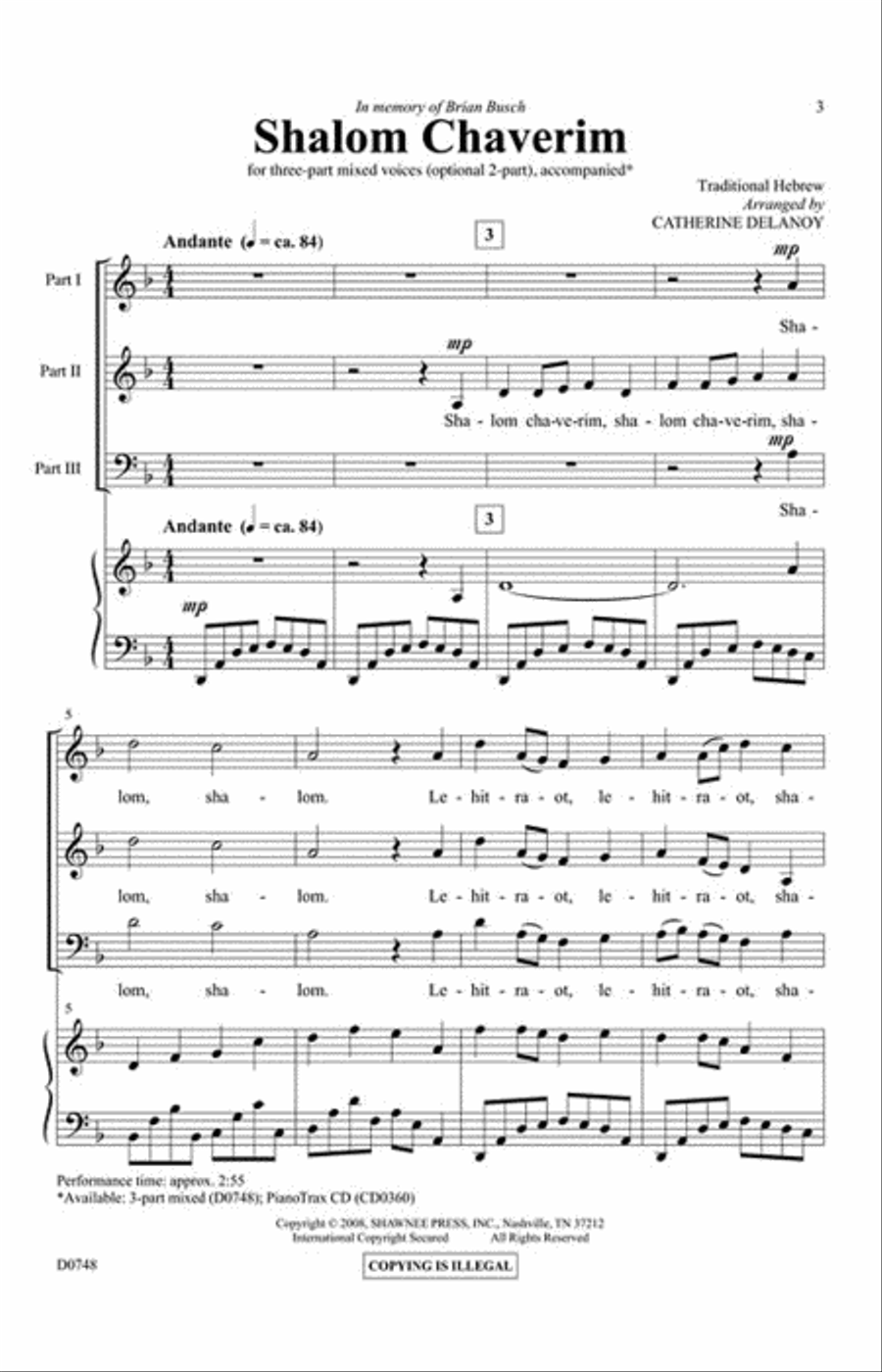 Shalom Chaverim 3-Part scores gallery preview page 2
