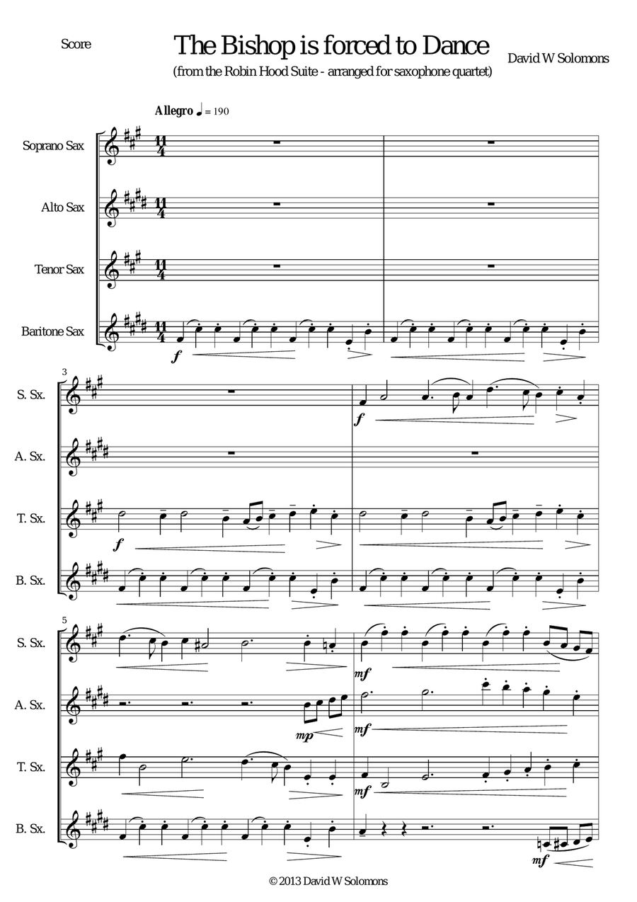 The bishop is forced to dance for saxophone quartet Saxophone Quartet scores gallery preview page 1