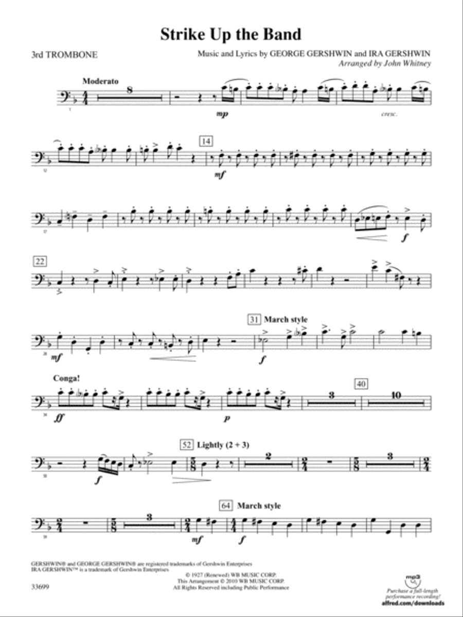 Strike Up the Band: 3rd Trombone Full Orchestra scores gallery preview page 1