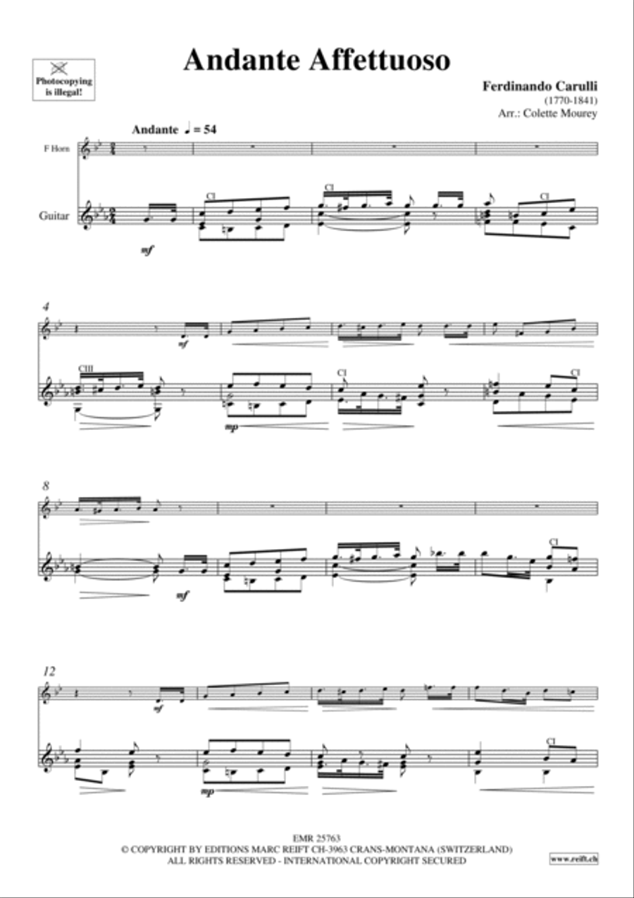 Andante Affettuoso Andante Affettuoso Horn scores gallery preview page 3