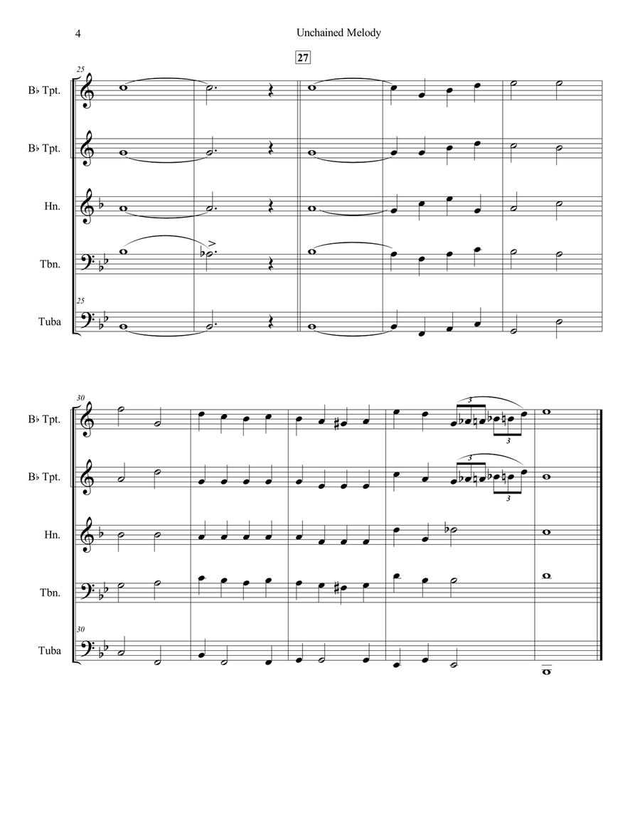 Unchained Melody Brass Ensemble scores gallery preview page 4
