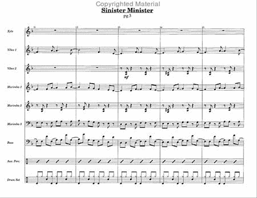 Sinister Minister, The Percussion Ensemble scores gallery preview page 4