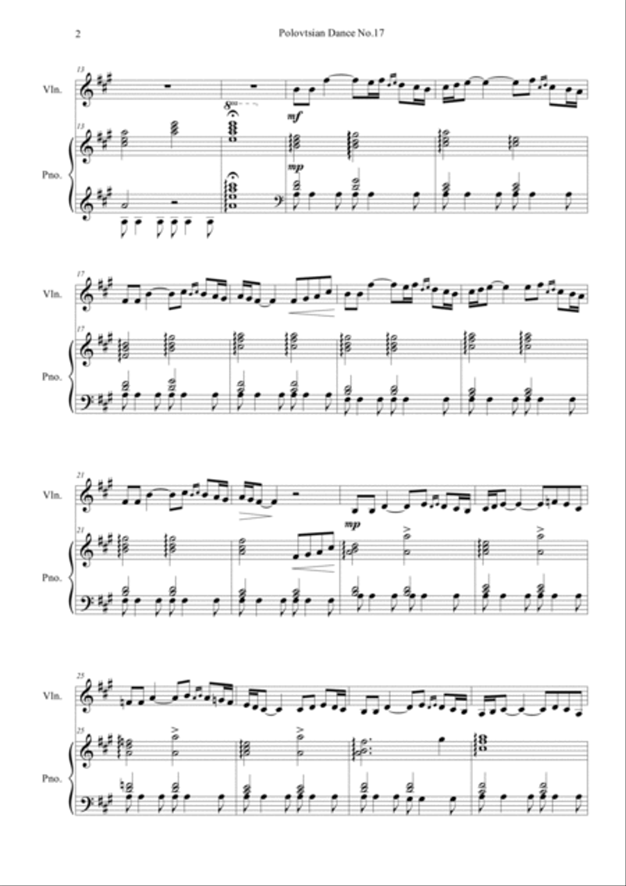 Polovtsian Dance No.17 Violin Solo scores gallery preview page 2