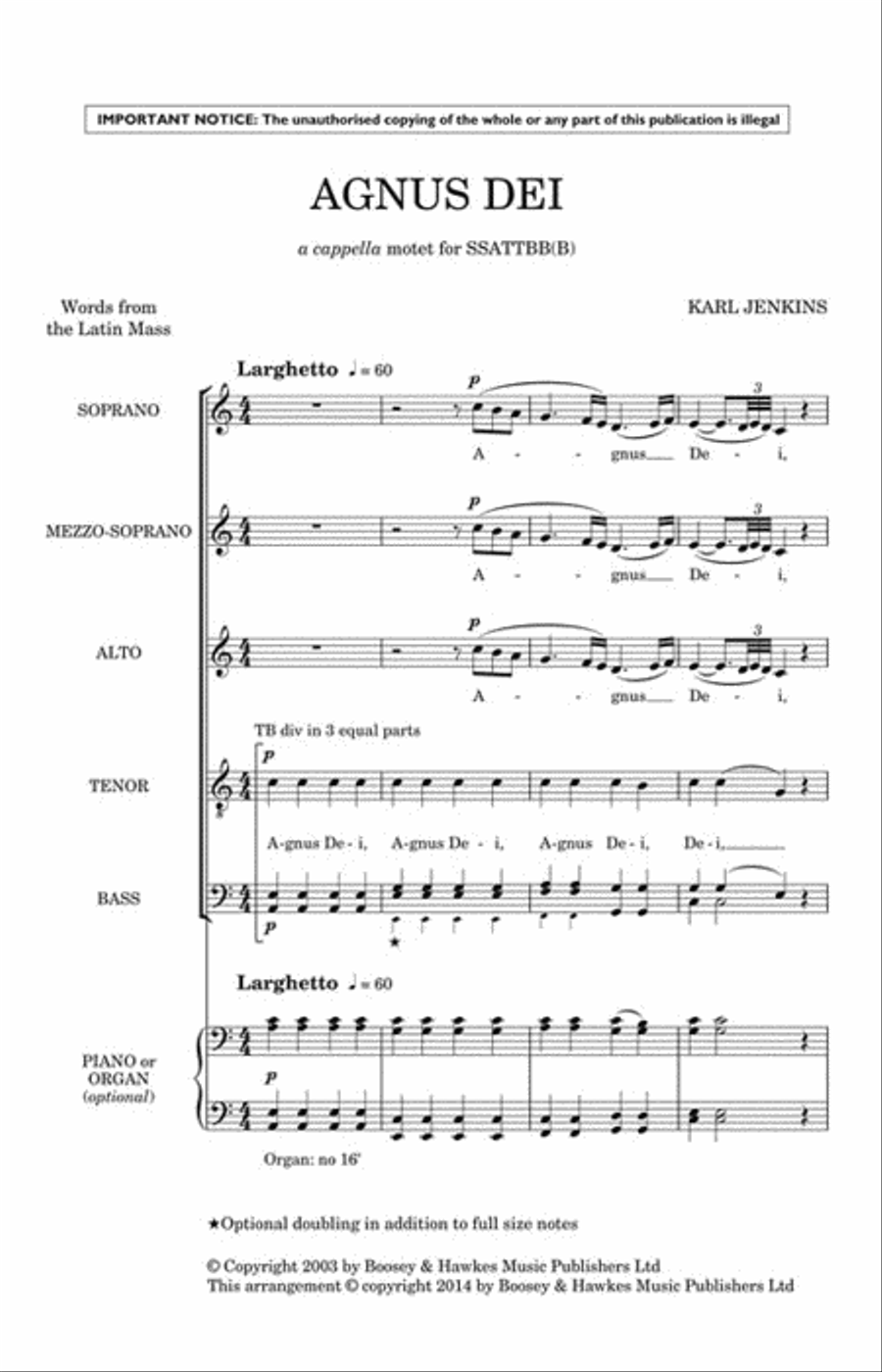 Agnus Dei: from The Armed Man: A Mass for Peace A Cappella scores gallery preview page 2