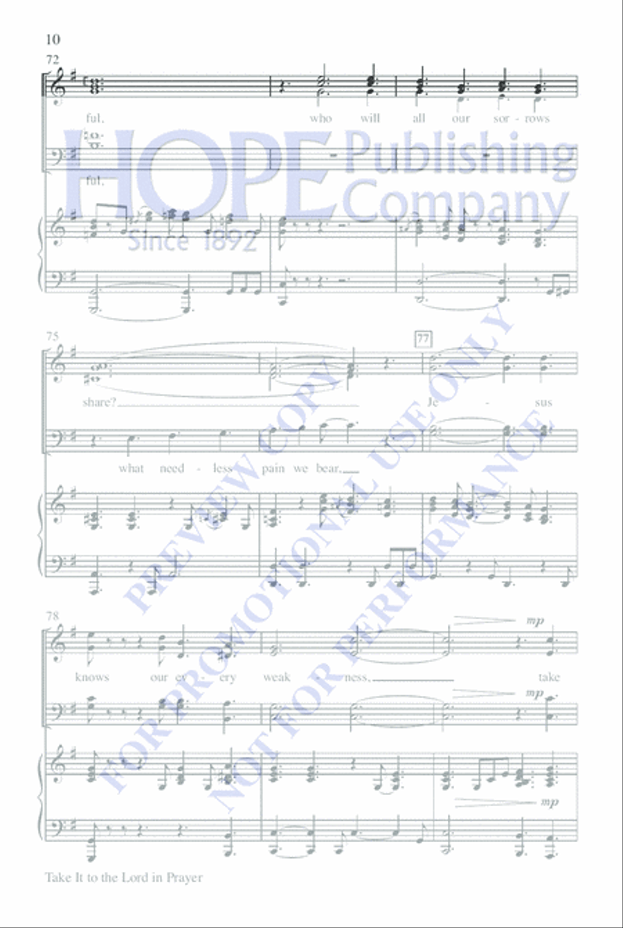 Take It to the Lord In Prayer 4-Part scores gallery preview page 10