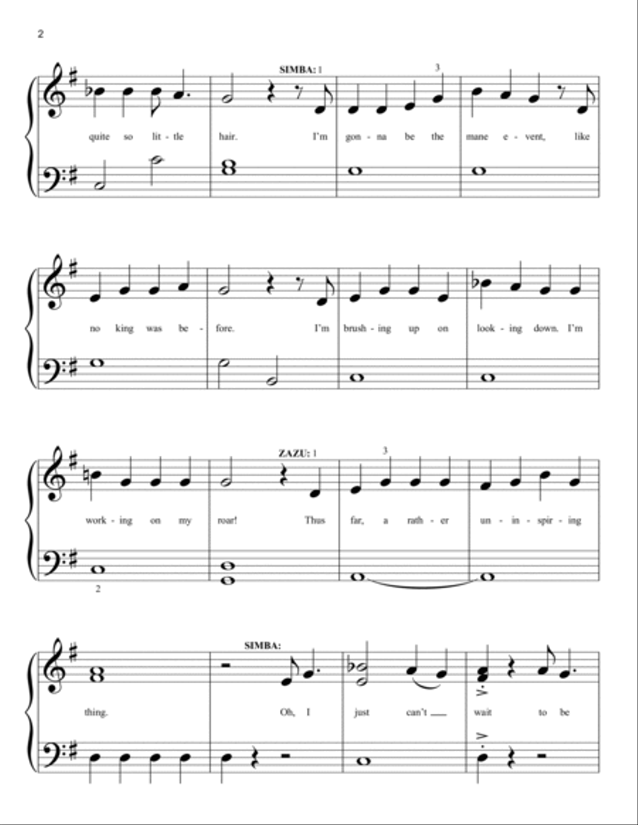 I Just Can't Wait To Be King (from The Lion King 2019) Easy Piano scores gallery preview page 2