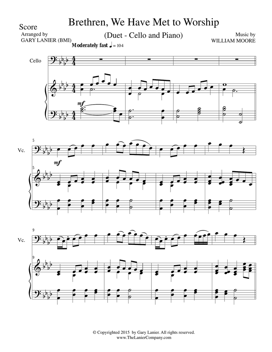 Gary Lanier: 3 GOSPEL HYMNS, Set IV (Duets for Cello & Piano) Gary Lanier: 3 GOSPEL HYMNS, Set IV (Duets for Cello & Piano) Piano scores gallery preview page 2