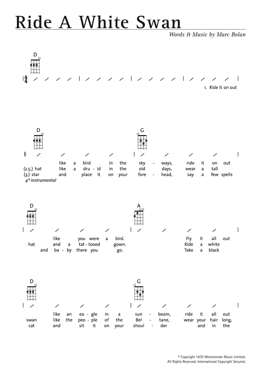 Ride A White Swan Ukulele scores gallery preview page 1